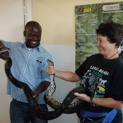 Tom overcoming his fear of snakes